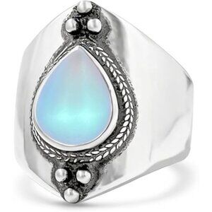 Moonstone Retro Sterling Silver Waterdrop Natural Stone Boho Ring